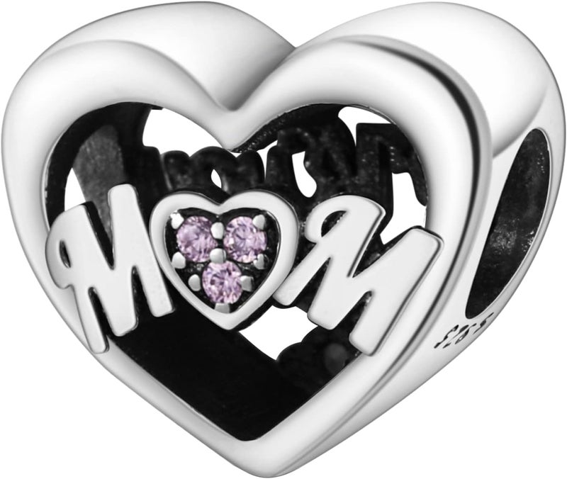 MULA 925 Sterling Silver Charms for Bracelets and Necklaces Lucky Home Happy Family Forever Love Mom Beads Dangle Pendants Jewelry for Women - Image 1